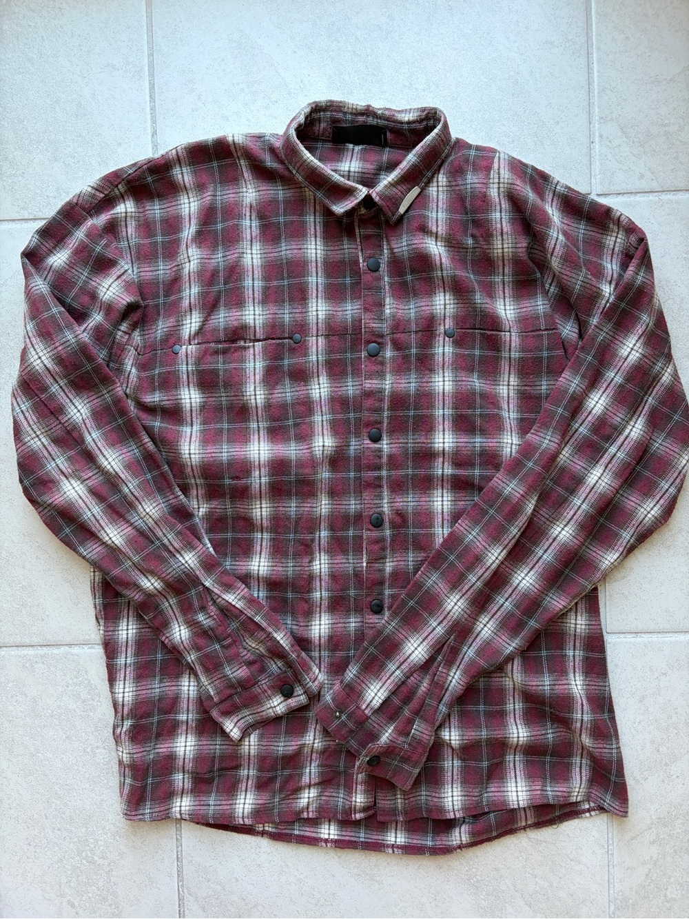 Kollar Clothing. Men’s Plaid Shirt - Black and Maroon. Size Medium.
